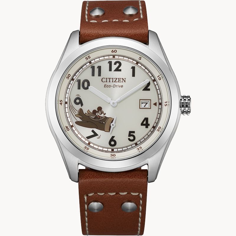 Mickey Aviator Ivory Dial Leather Strap BV1088 08W CITIZEN